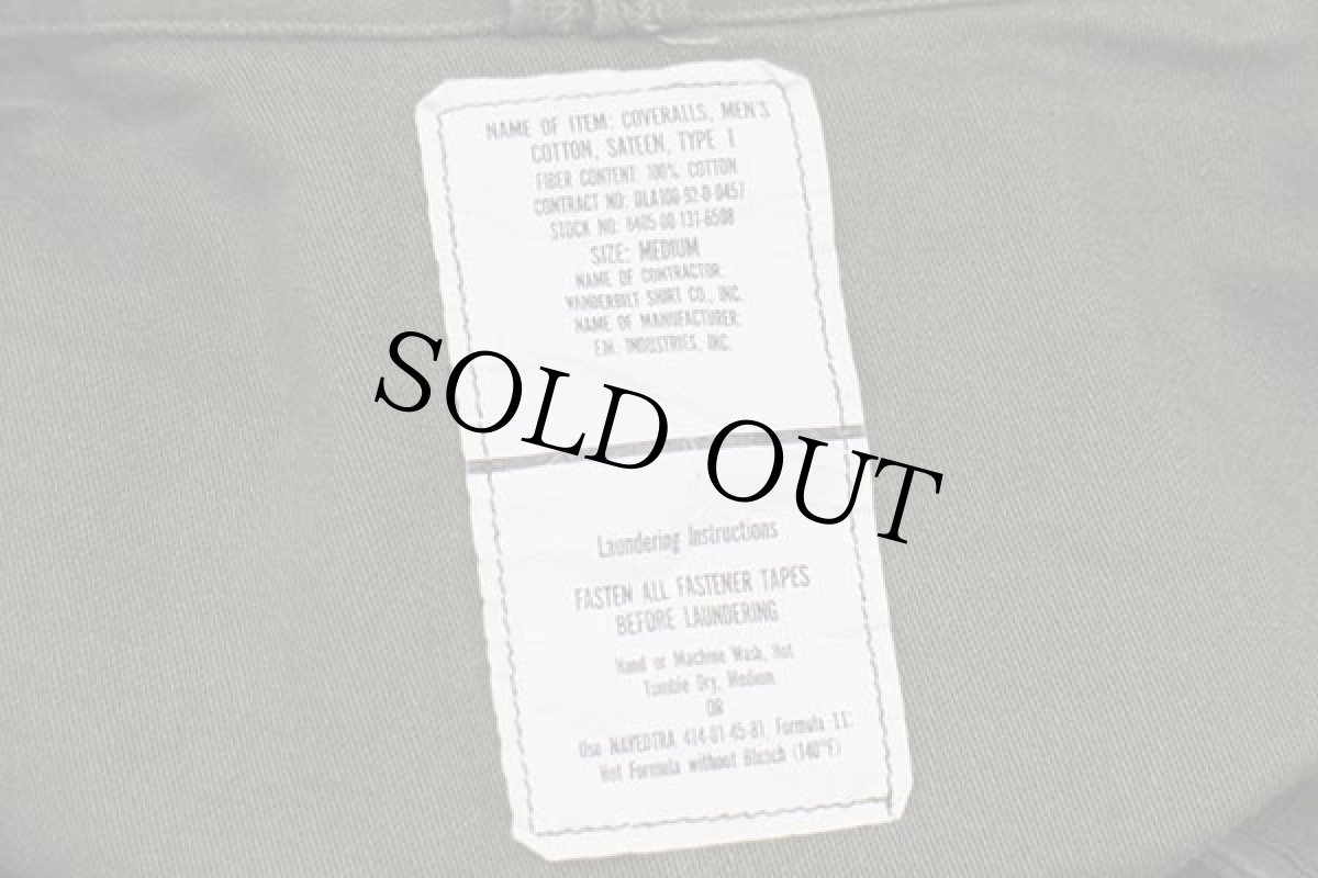 画像5: 90s 米軍 U.S.ARMY コットンサテン カバーオール オールインワン オリーブグリーン M★つなぎ (5)