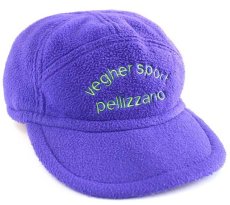 画像1: 90s イタリア製 vegher sport pellizzano 刺繍 耳当て付き POLARTEC フリースキャップ 青紫 IV (1)