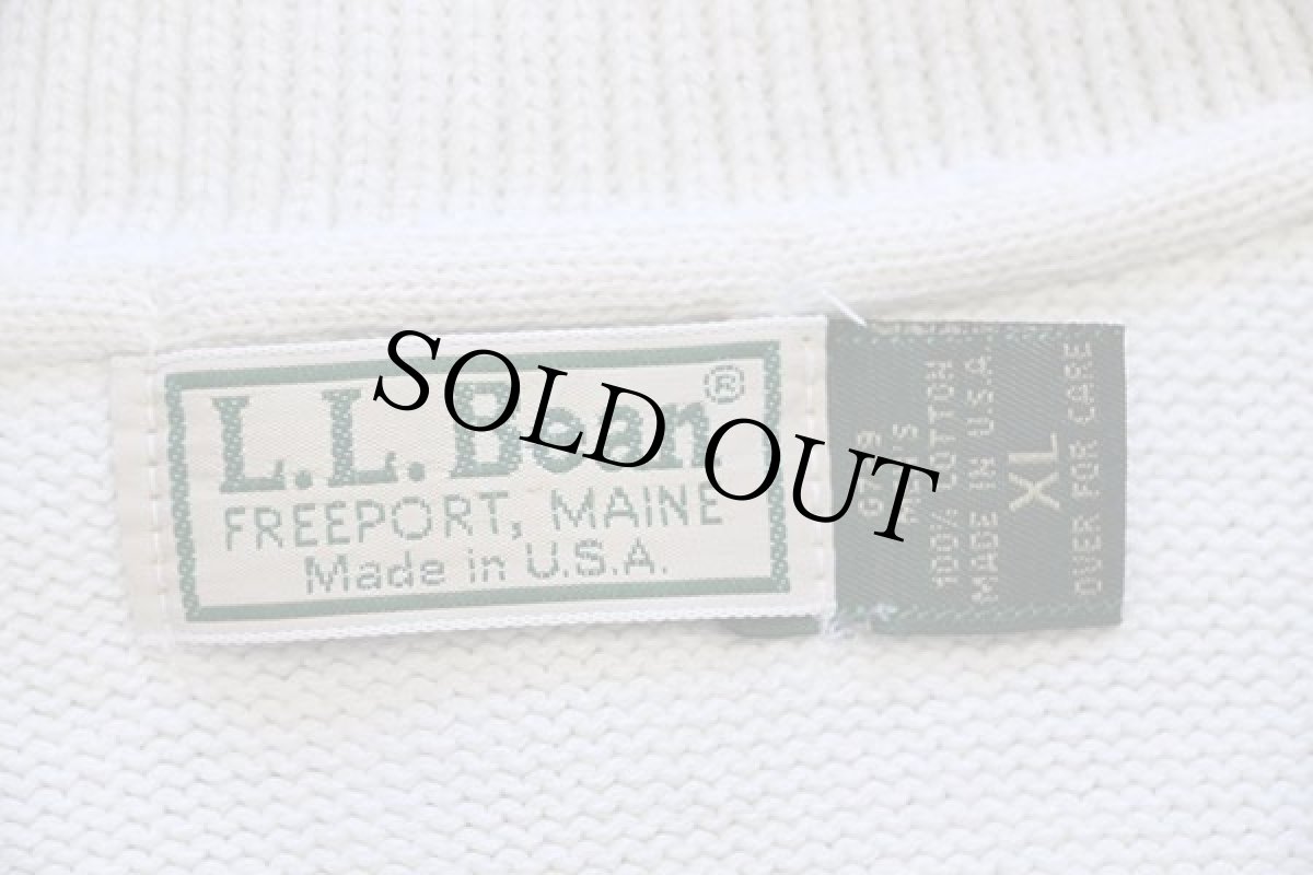 画像4: 80s USA製 L.L.Bean 襟付き コットンニット セーター オフホワイト XL (4)