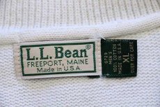 画像4: 80s USA製 L.L.Bean 襟付き コットンニット セーター オフホワイト XL (4)