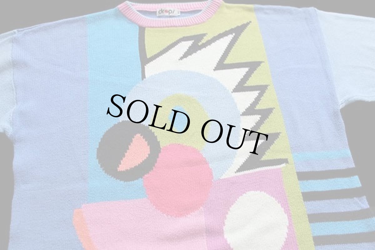 画像3: 90s drops パネル切り替え アート コットンニット ロング セーター 40 (3)