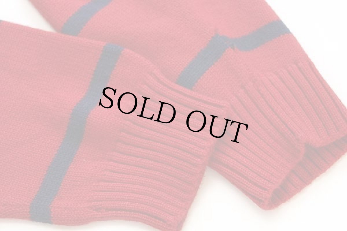 画像6: ポロ ラルフローレン ボーダー ハイネック ハーフジップ コットンニット セーター 赤×紺 XXL (6)