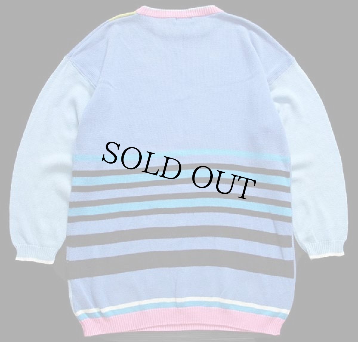 画像2: 90s drops パネル切り替え アート コットンニット ロング セーター 40 (2)