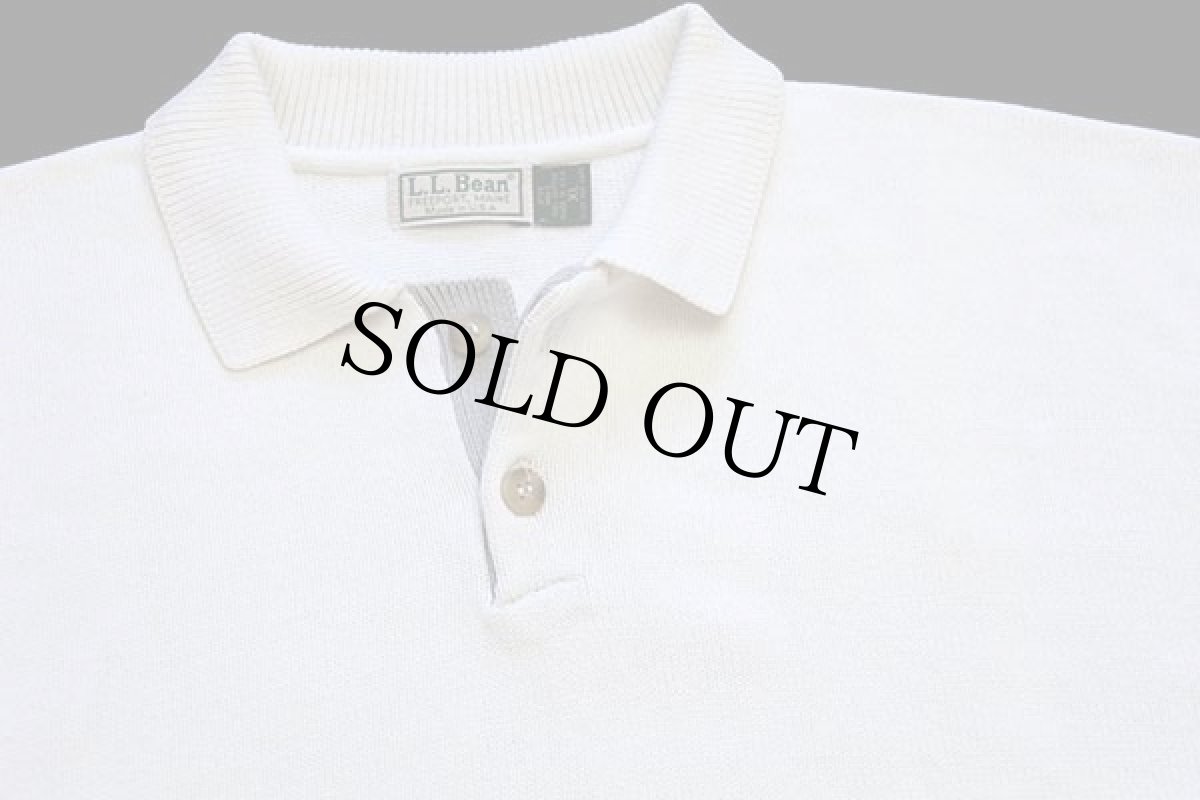 画像3: 80s USA製 L.L.Bean 襟付き コットンニット セーター オフホワイト XL (3)