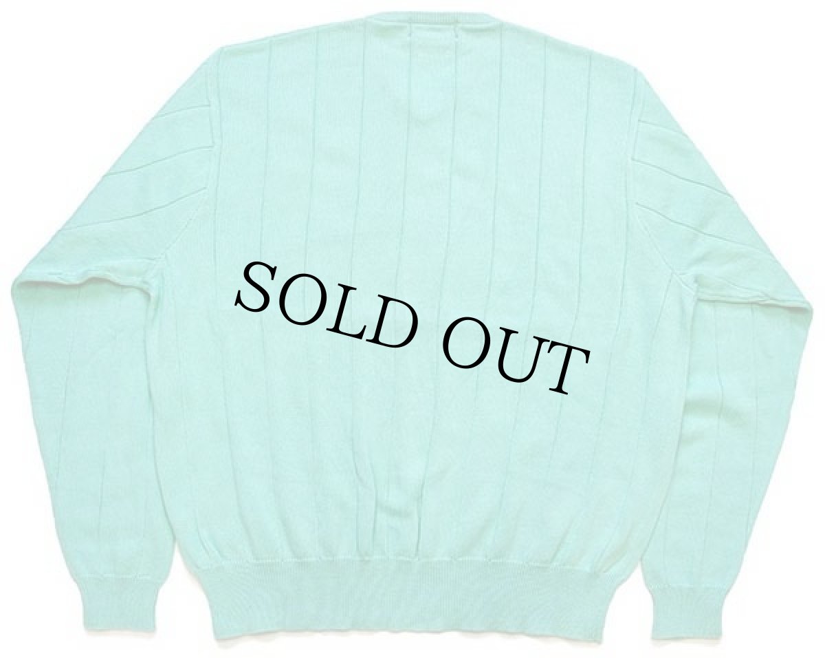 画像2: 90s ポロ ラルフローレン ワンポイント Vネック 針抜き コットンニット セーター ミント L (2)