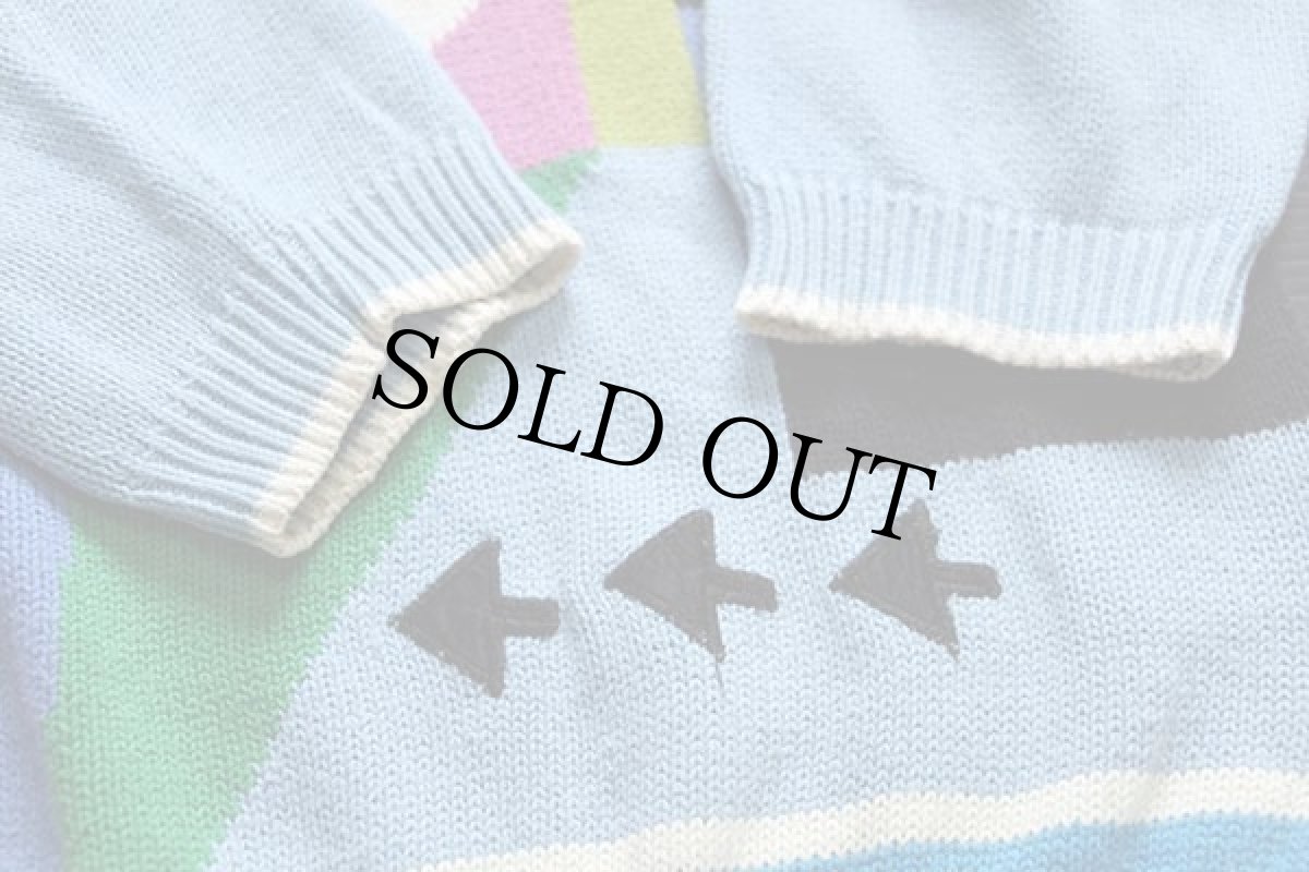 画像5: 90s drops パネル切り替え アート コットンニット ロング セーター 40 (5)