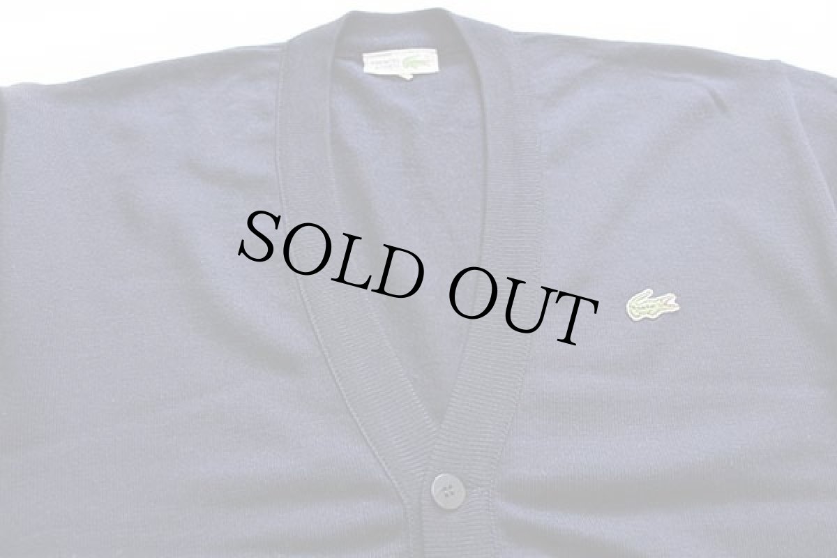 画像3: 70s フランス製 CHEMISE LACOSTE ラコステ ワンポイント ウールニット カーディガン 紺 3 (3)