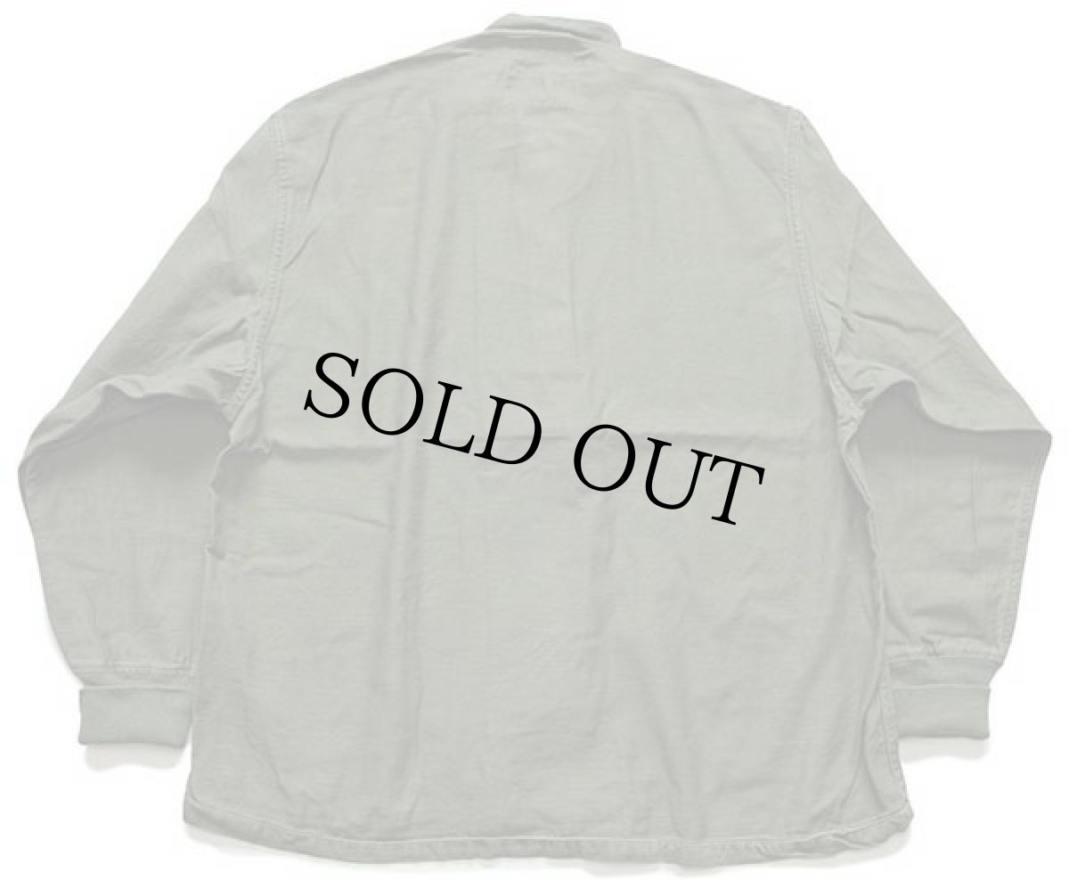 画像2: 70s 米軍 U.S.ARMY スタンドカラー コットンサテン ケミカルプロテクティブ ライナーシャツ オリーブグリーン M (2)