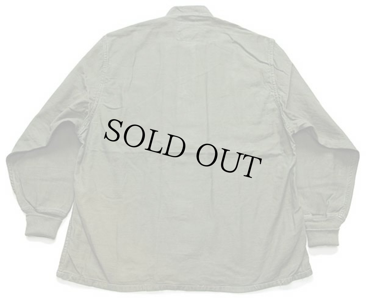 画像2: 70s 米軍 U.S.ARMY スタンドカラー コットンサテン ケミカルプロテクティブ ライナーシャツ オリーブグリーン M★02 (2)