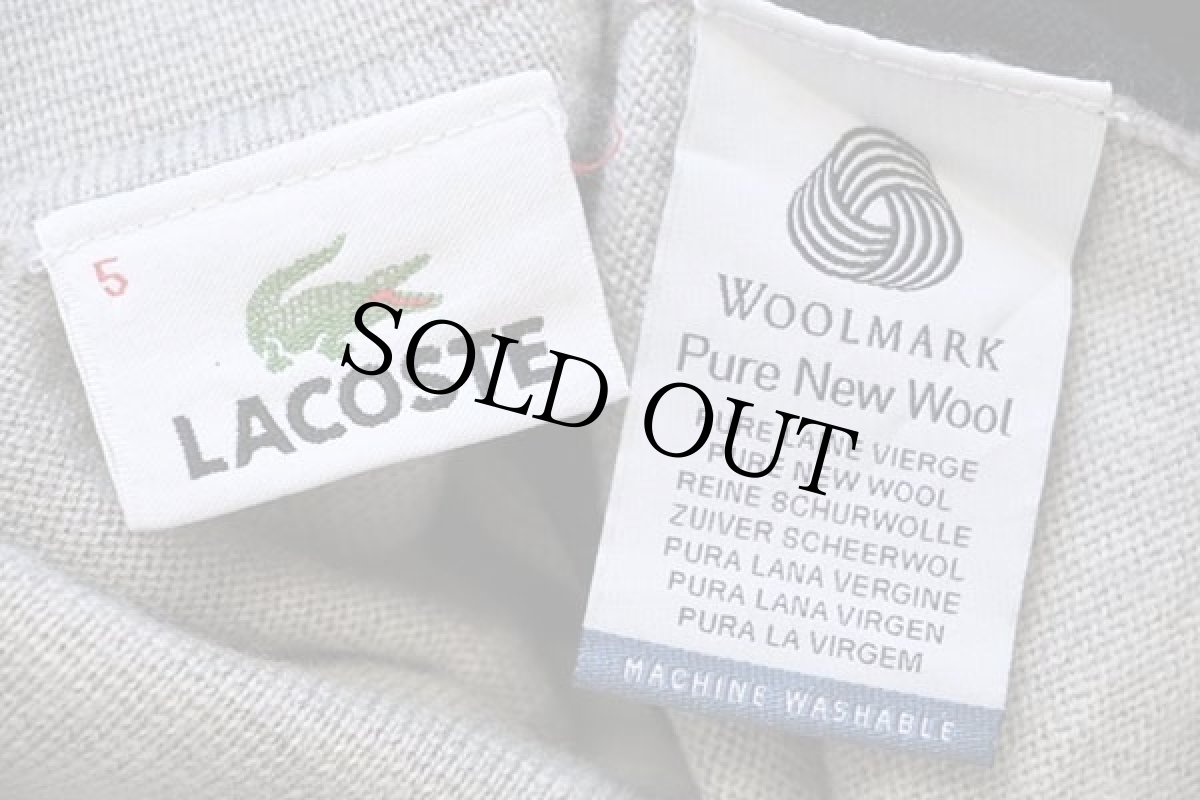 画像4: 90s LACOSTE ラコステ ツートン 切り替え ウールニット ポロシャツ 濃紺×グレー 5★セーター (4)