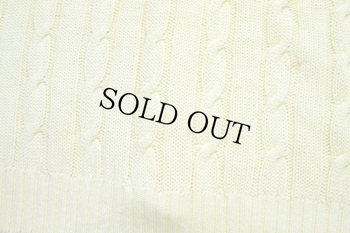 画像6: 70s フランス製 CHEMISE LACOSTE ラコステ ワンポイント ケーブル編み コットンニット カーディガン 薄黄 5 (6)