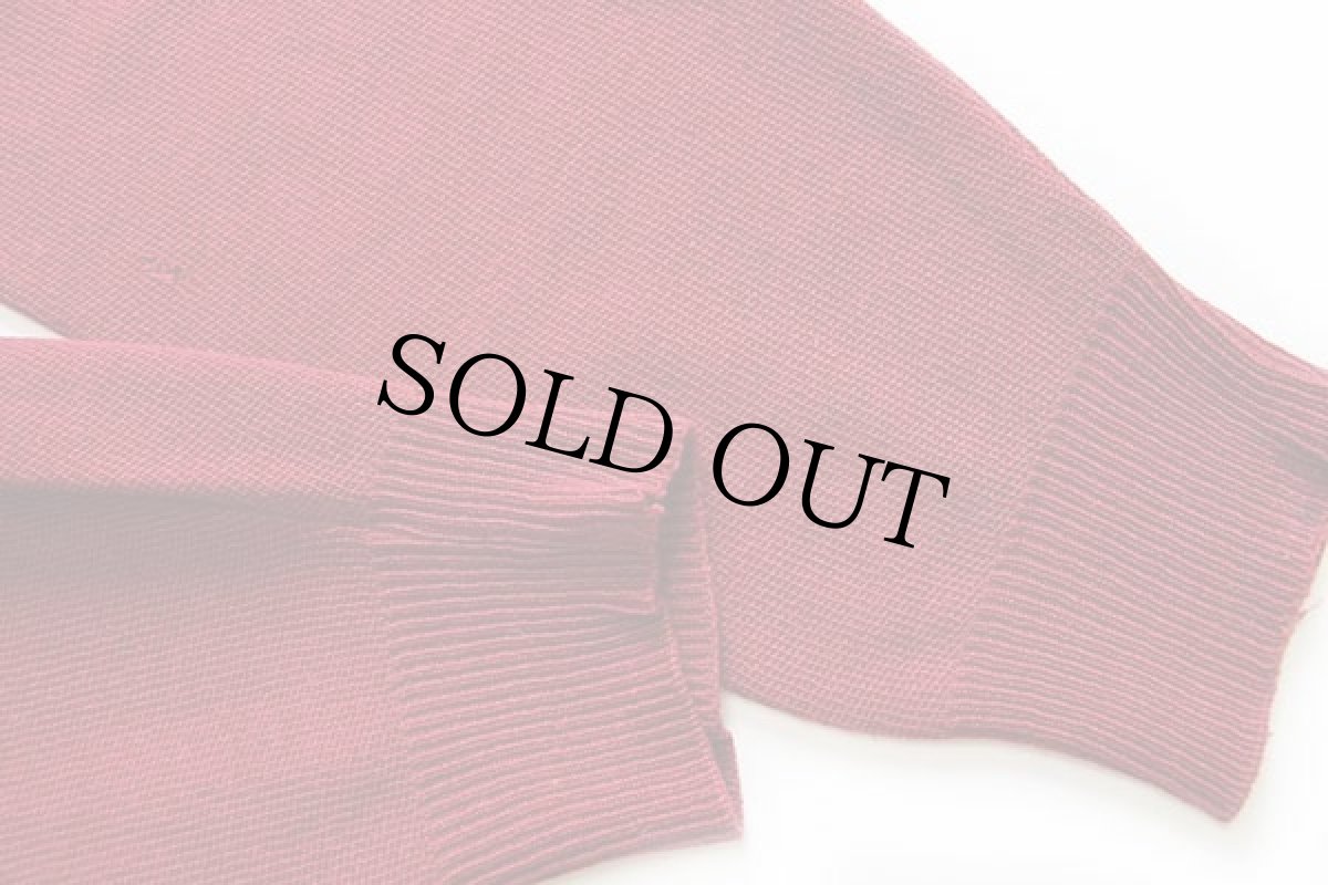 画像6: 70s フランス製 CHEMISE LACOSTE ラコステ ワンポイント パチポケ ウール×アクリルニット カーディガン バーガンディ 5 (6)