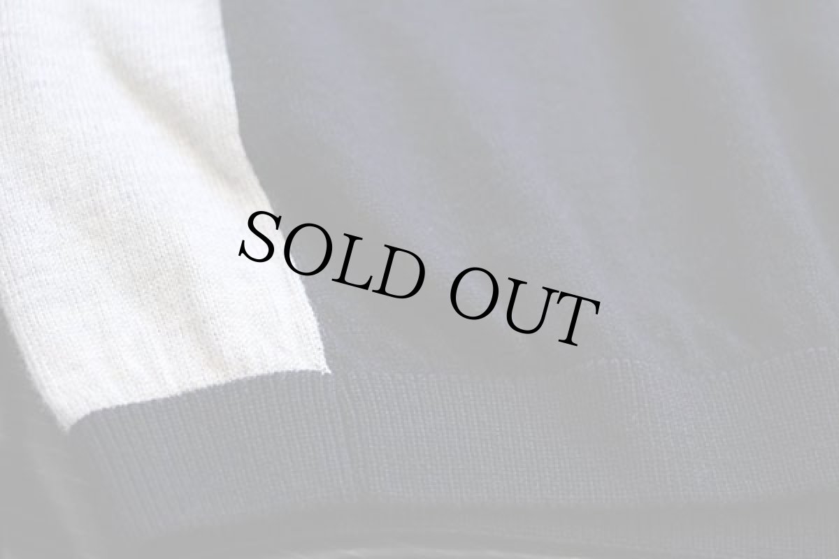 画像5: 90s LACOSTE ラコステ ツートン 切り替え ウールニット ポロシャツ 濃紺×グレー 5★セーター (5)