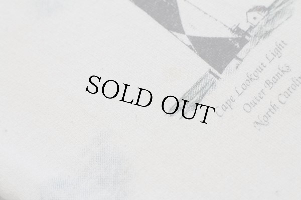 画像9: 90s USA製 ART UNLIMITED 灯台 総柄 アート レイヤードネック スウェット カーディガン アイボリー L (9)