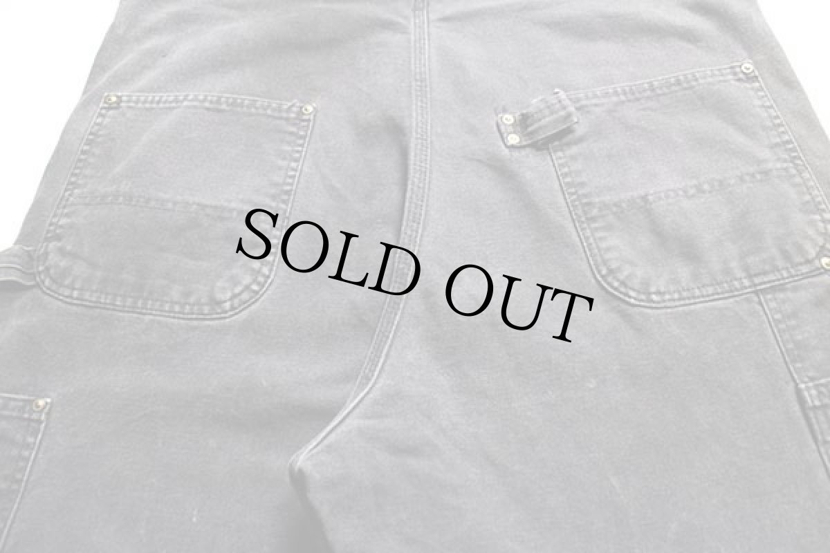 画像5: 80s USA製 carharttカーハート ダック地 ダブルニー オーバーオール 黒 w40 L30 (5)