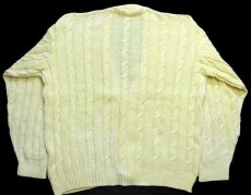 画像2: 70s フランス製 CHEMISE LACOSTE ラコステ ワンポイント ケーブル編み コットンニット カーディガン 薄黄 5 (2)