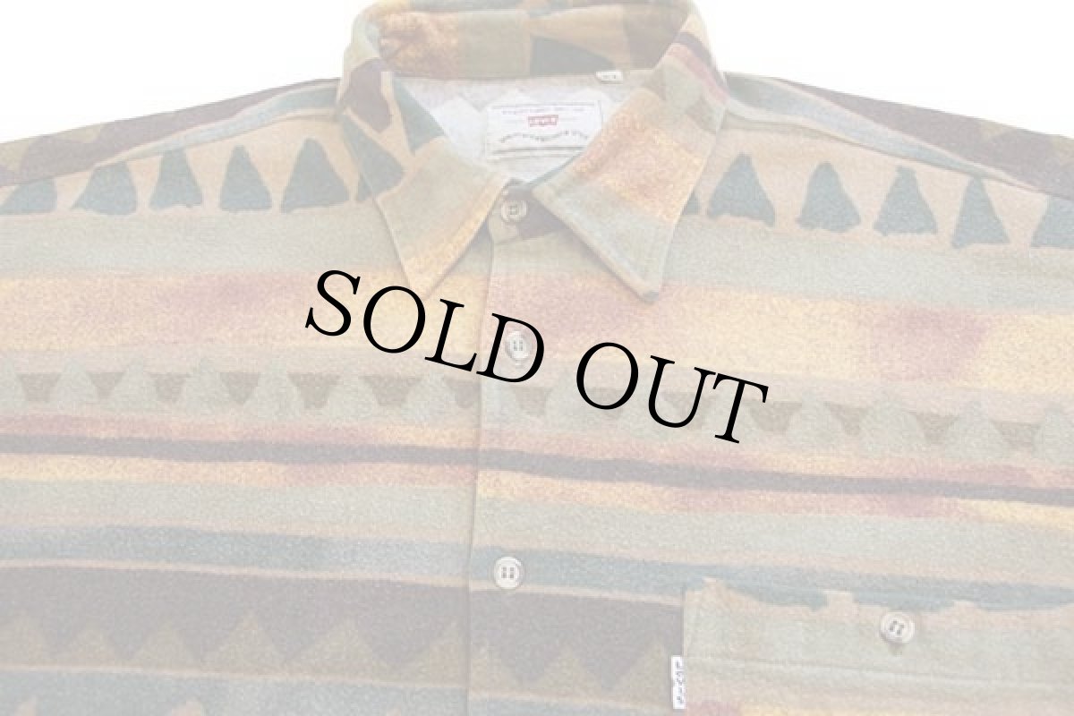 画像3: 90s Levi'sリーバイス フォークロア柄 コットン シャモアクロスシャツ XL★ユーロ (3)