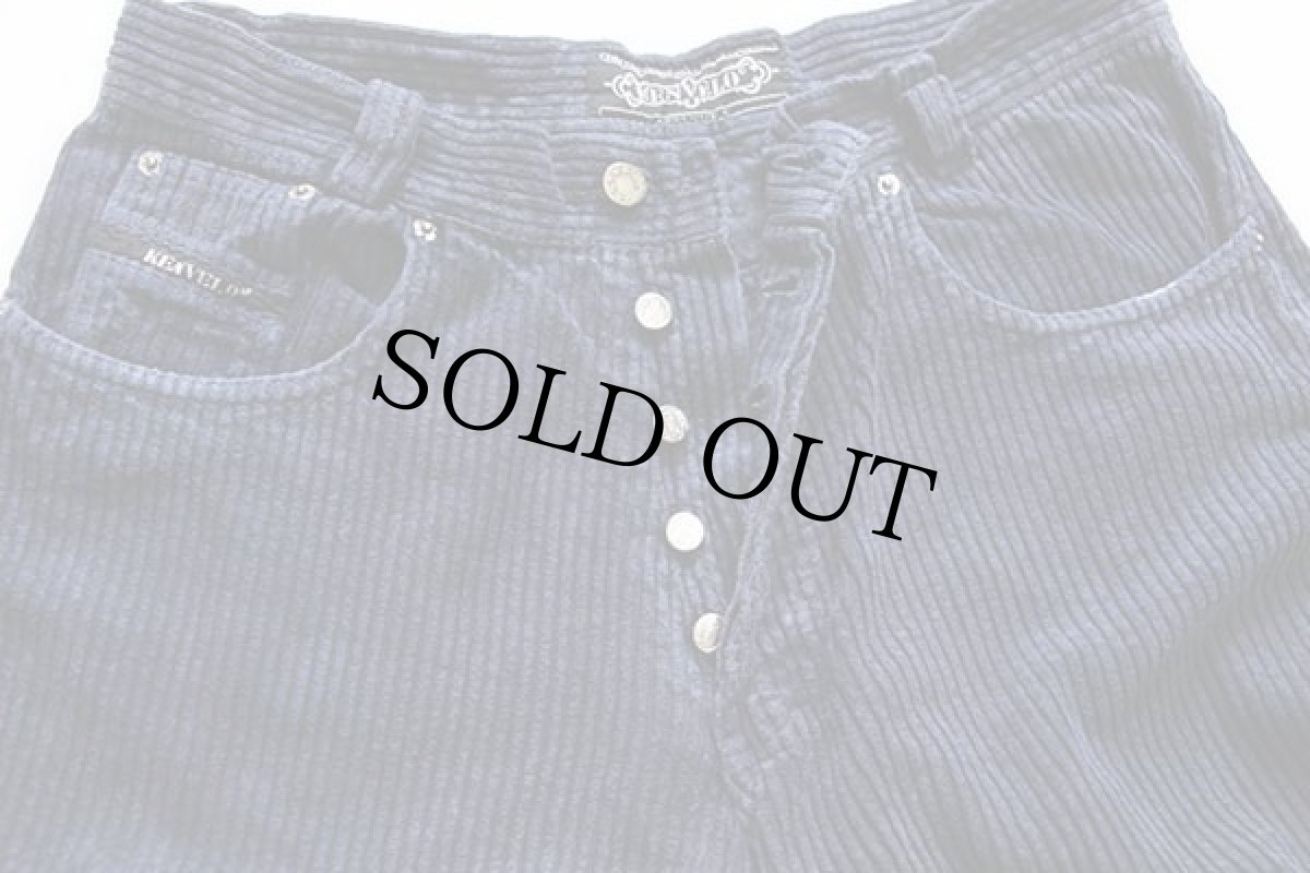 画像4: 90s イタリア製 KENVELO コットン 極太畝 コーデュロイパンツ 紺 33/34 (4)