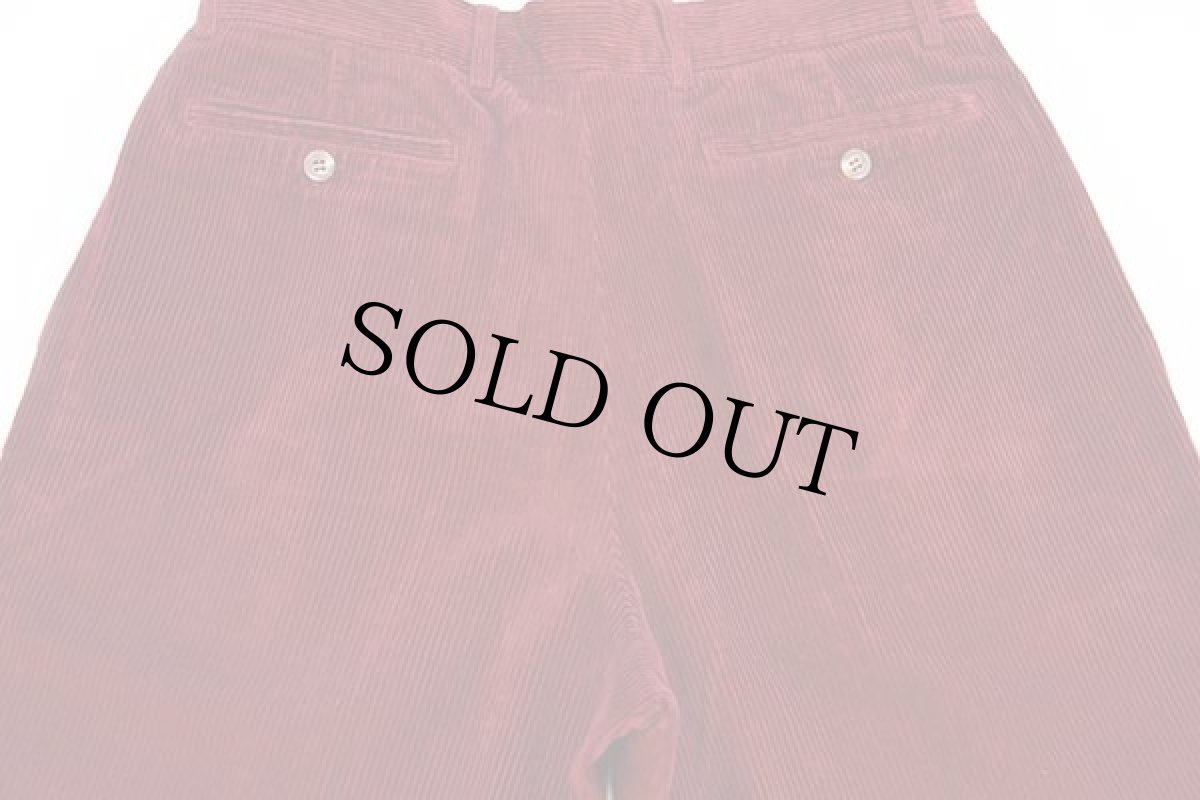 画像5: 90s イタリア製 Henry Cotton's ツータック コットン 太畝 コーデュロイパンツ ワインレッド 48★スラックス (5)