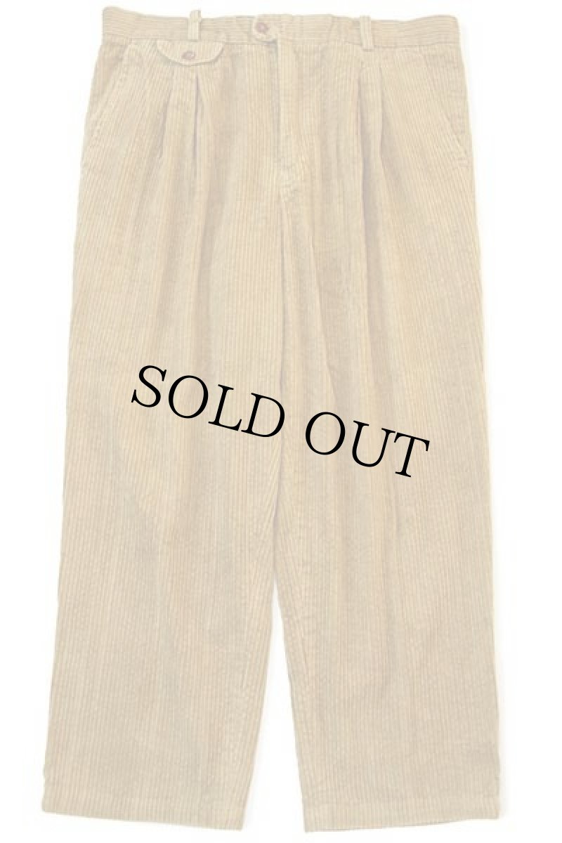 画像2: 90s John F.Gee ツータック コットン スラックス 極太畝 コーデュロイパンツ 黄土色 w35 (2)
