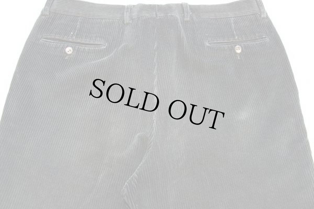 画像5: 90s Lauffenmuhle ワンタック ストレッチ 太畝 コーデュロイパンツ 深緑 52★スラックス (5)