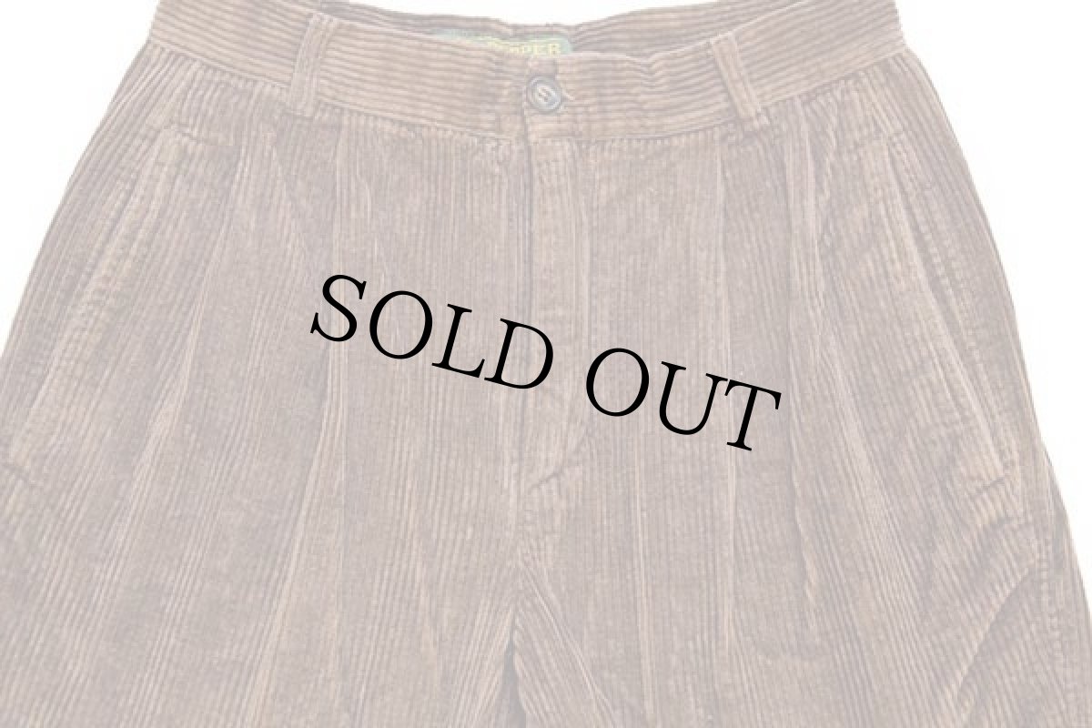 画像4: 90s イタリア製 PEPPER ツータック コットン 太畝 コーデュロイパンツ 焦げ茶 w30★スラックス (4)