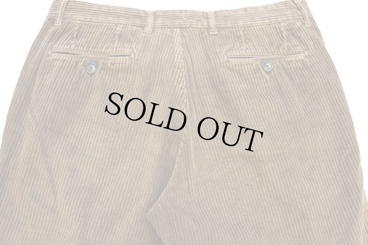 画像5: イタリア製 J.W.BRINE ワンタック コットン 極太畝 コーデュロイパンツ 茶 52★スラックス (5)