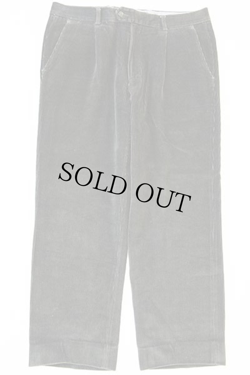 画像2: 90s Lauffenmuhle ワンタック ストレッチ 太畝 コーデュロイパンツ 深緑 52★スラックス (2)