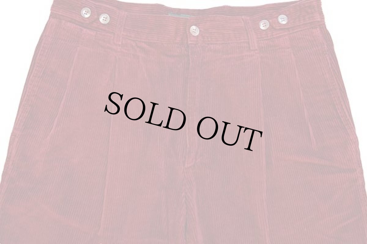 画像4: 90s イタリア製 Henry Cotton's ツータック コットン 太畝 コーデュロイパンツ ワインレッド 48★スラックス (4)