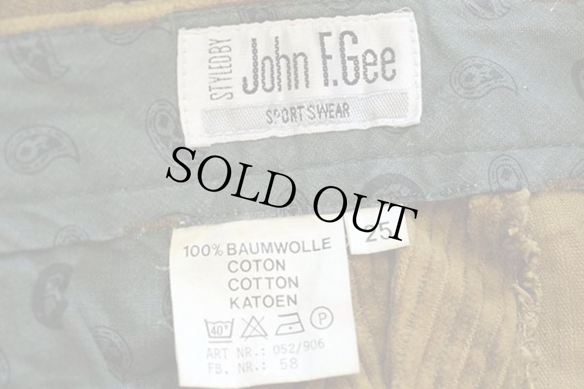 画像6: 90s John F.Gee ツータック コットン スラックス 極太畝 コーデュロイパンツ 黄土色 w35 (6)