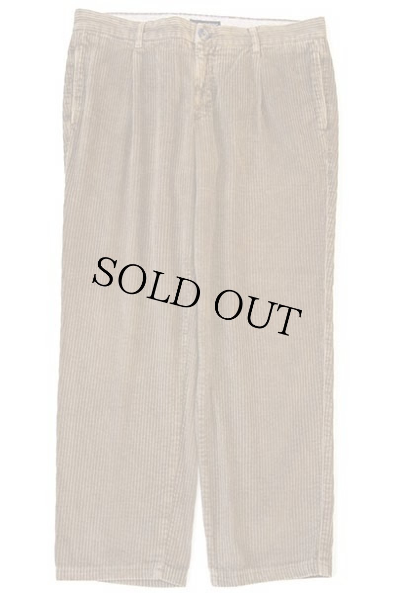 画像2: イタリア製 J.W.BRINE ワンタック コットン 極太畝 コーデュロイパンツ 茶 52★スラックス (2)