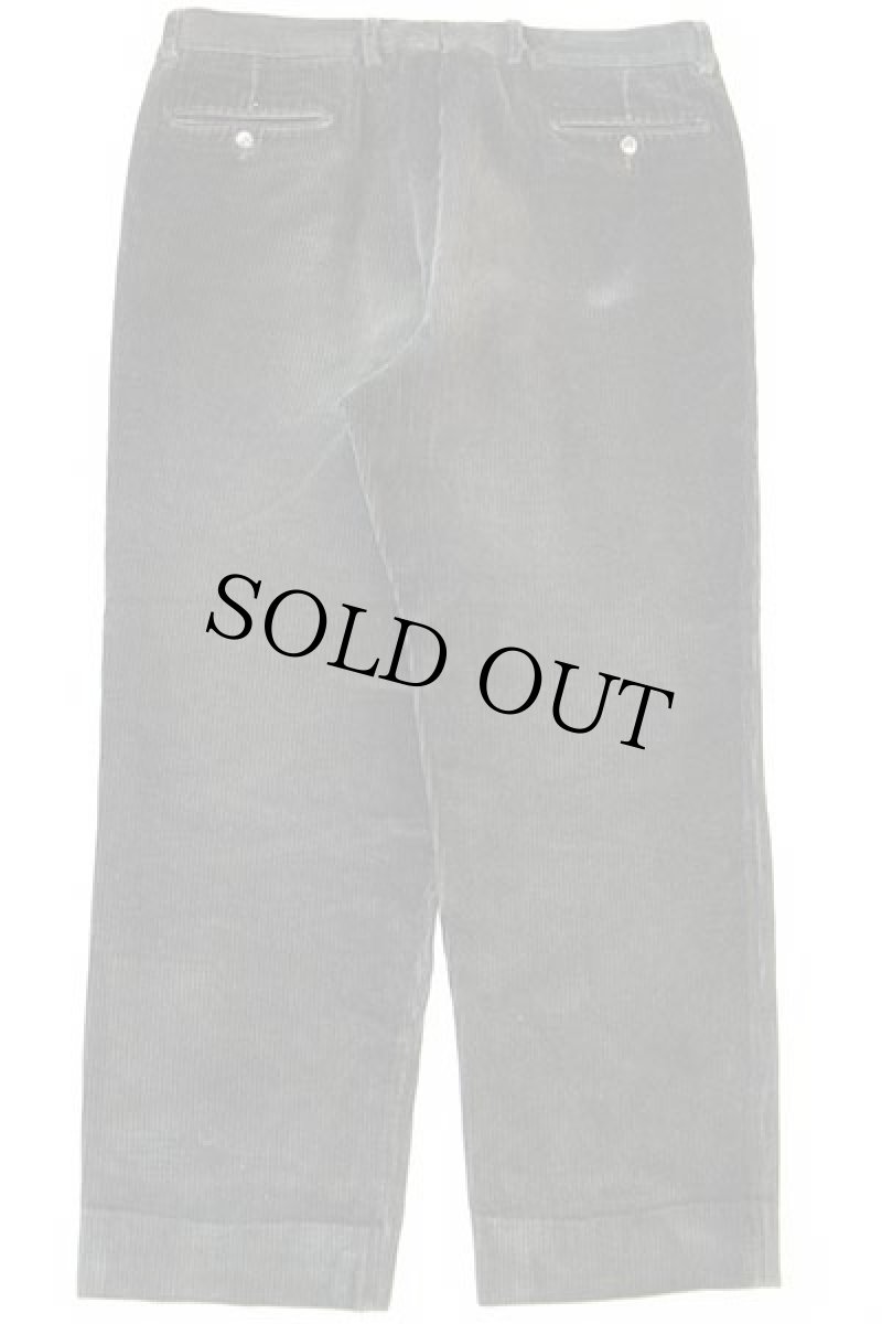 画像3: 90s Lauffenmuhle ワンタック ストレッチ 太畝 コーデュロイパンツ 深緑 52★スラックス (3)