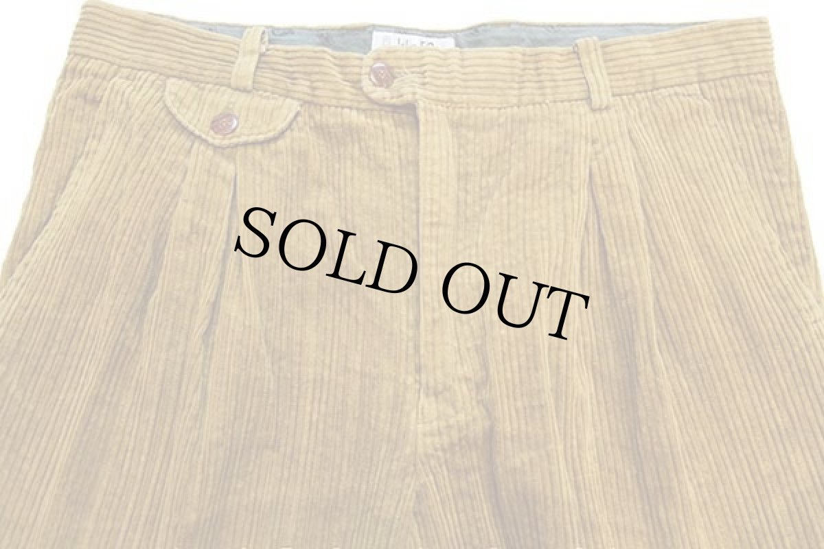 画像4: 90s John F.Gee ツータック コットン スラックス 極太畝 コーデュロイパンツ 黄土色 w35 (4)