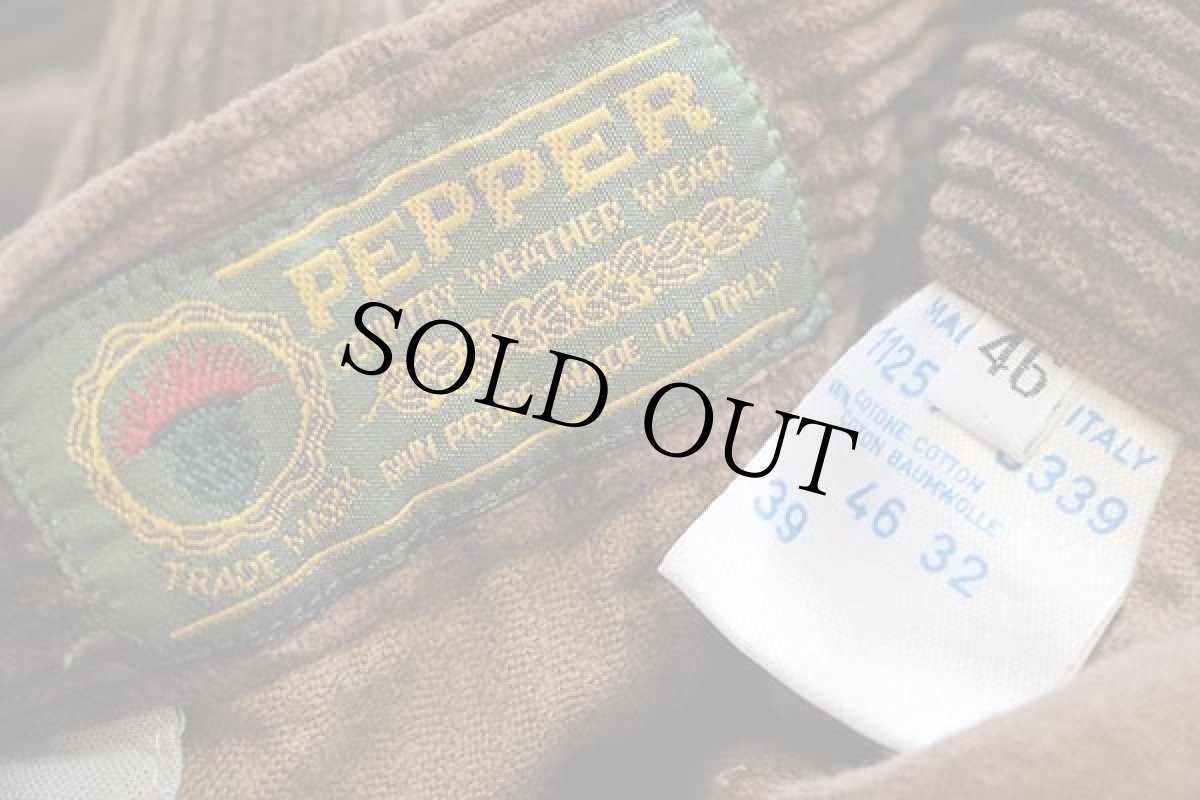 画像6: 90s イタリア製 PEPPER ツータック コットン 太畝 コーデュロイパンツ 焦げ茶 w30★スラックス (6)