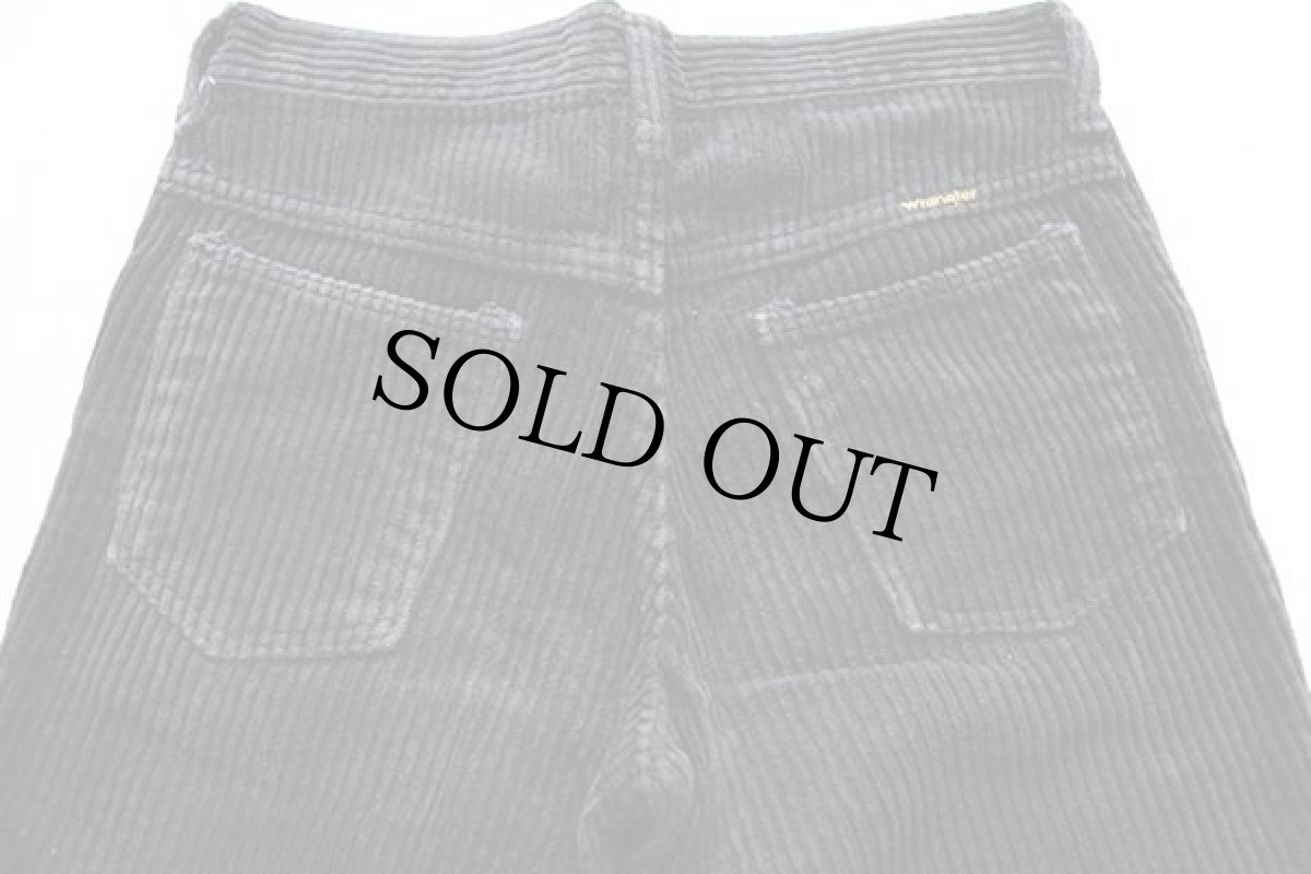 画像5: ベルギー製 BLUE BELL Wranglerラングラー ベルボトム コットン 極太畝 コーデュロイパンツ 黒 w28 (5)