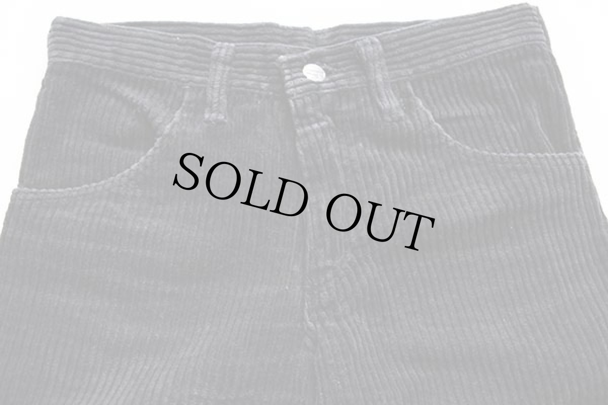 画像4: ベルギー製 BLUE BELL Wranglerラングラー ベルボトム コットン 極太畝 コーデュロイパンツ 黒 w28 (4)