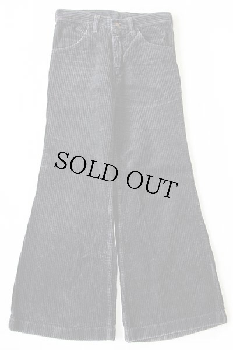 画像2: ベルギー製 BLUE BELL Wranglerラングラー ベルボトム コットン 極太畝 コーデュロイパンツ 黒 w28 (2)