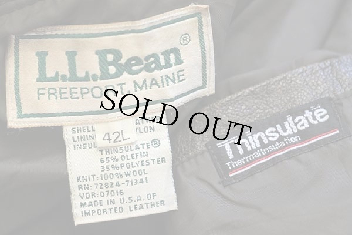 画像4: 90s USA製 L.L.Bean A-2タイプ Thinsulate 中綿入り フライト レザージャケット 焦げ茶 42L (4)