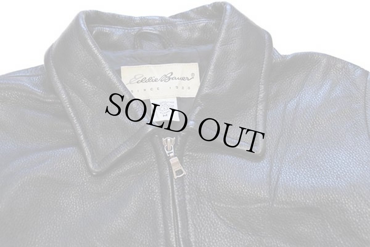 画像3: 90s EddieBauerエディーバウアー レザー スポーツジャケット 黒 W-M (3)