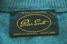 画像4: スコットランド製 Peter Scott 無地 Vネック ウールニット セーター 青緑 ミックス (4)