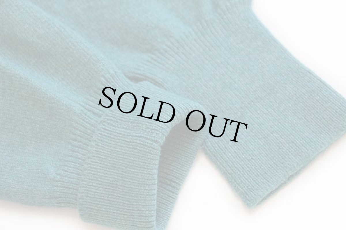 画像6: スコットランド製 Peter Scott 無地 Vネック ウールニット セーター 青緑 ミックス (6)