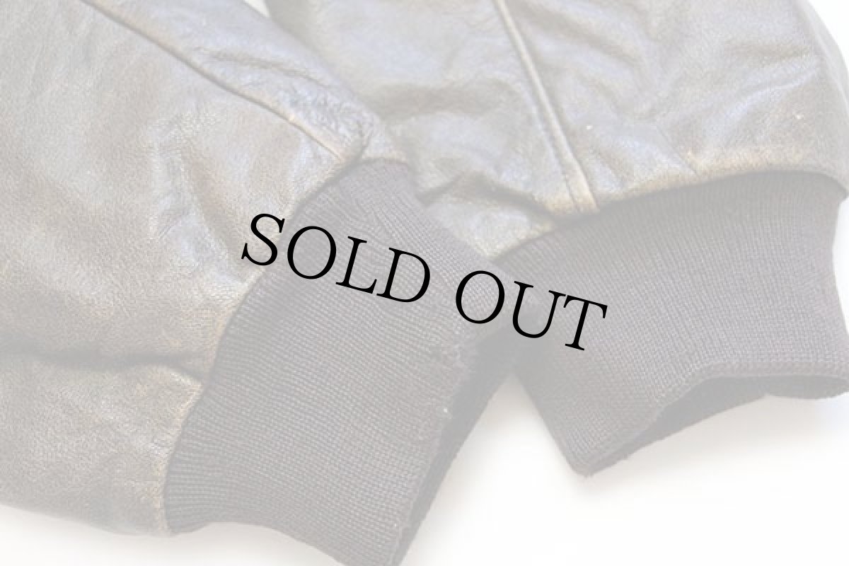 画像8: 90s USA製 L.L.Bean A-2タイプ Thinsulate 中綿入り フライト レザージャケット 焦げ茶 42L (8)