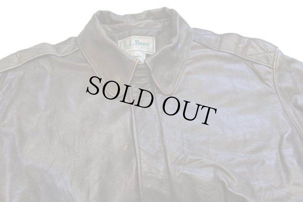 画像3: 90s USA製 L.L.Bean A-2タイプ Thinsulate 中綿入り フライト レザージャケット 焦げ茶 42L (3)