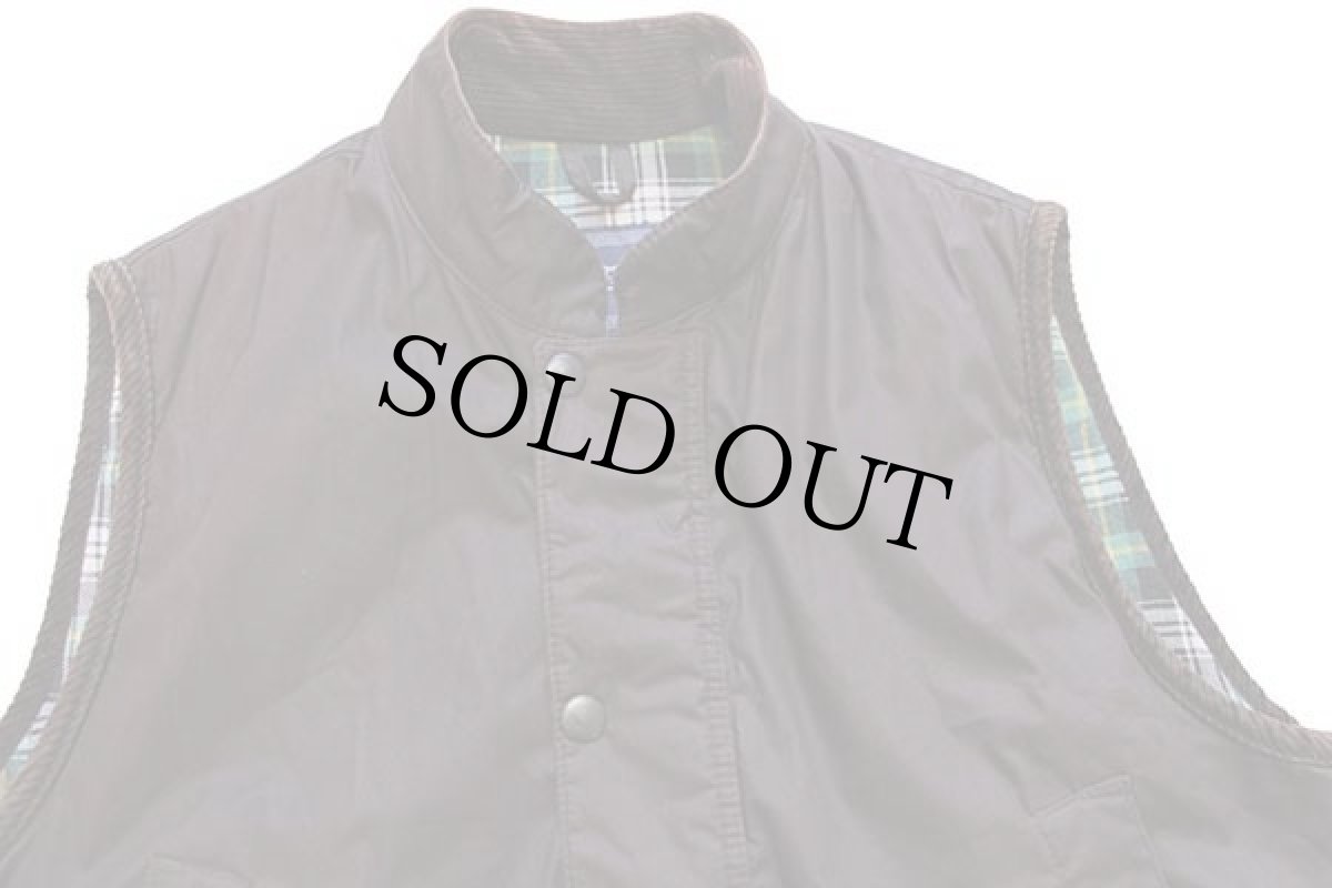 画像3: 90s Old England スタンドカラー タータンチェック ネルライナー ベスト 焦げ茶 M (3)