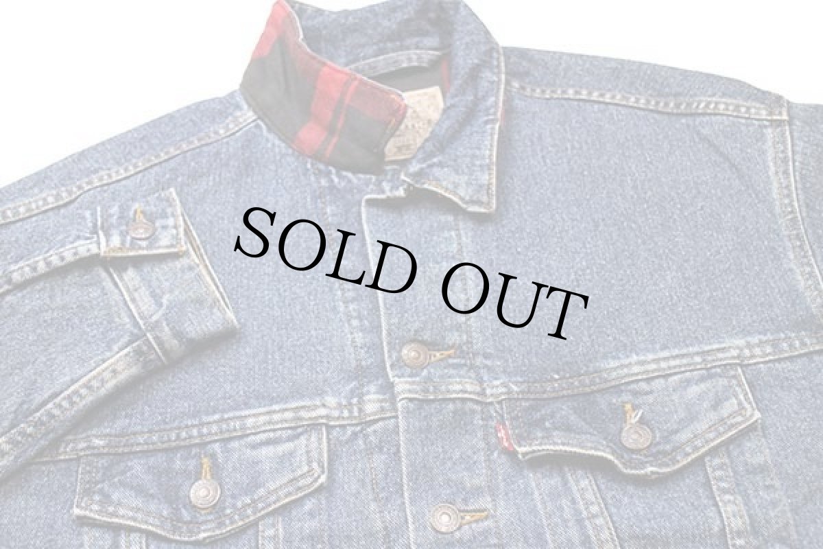 画像3: 90s USA製 Levi'sリーバイス 70427 チェック ネルライナー デニムジャケット 4ポケット S (3)