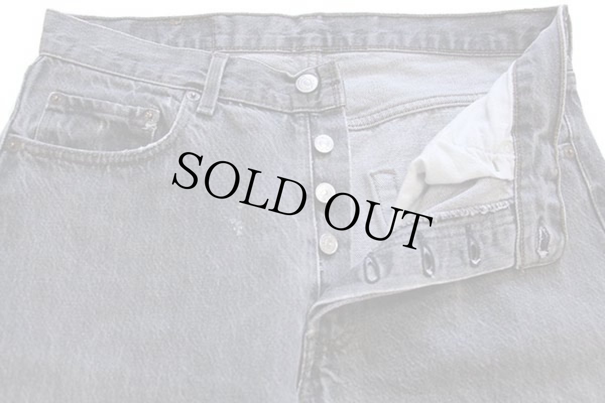 画像4: 90s フランス製 Levi'sリーバイス 501 先染め ブラック デニムパンツ カスタム ボロ W34★ユーロ (4)