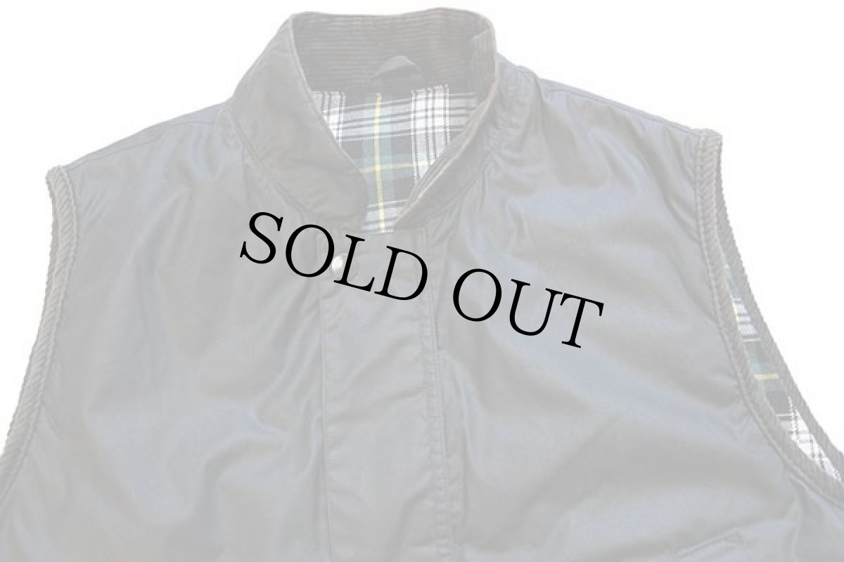 画像3: 90s UNKNOWN スタンドカラー タータンチェック ネルライナー ベスト 濃緑 L (3)