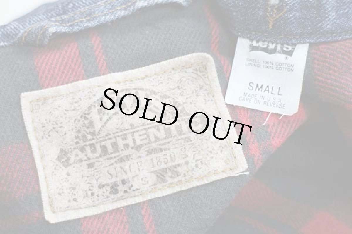 画像4: 90s USA製 Levi'sリーバイス 70427 チェック ネルライナー デニムジャケット 4ポケット S (4)