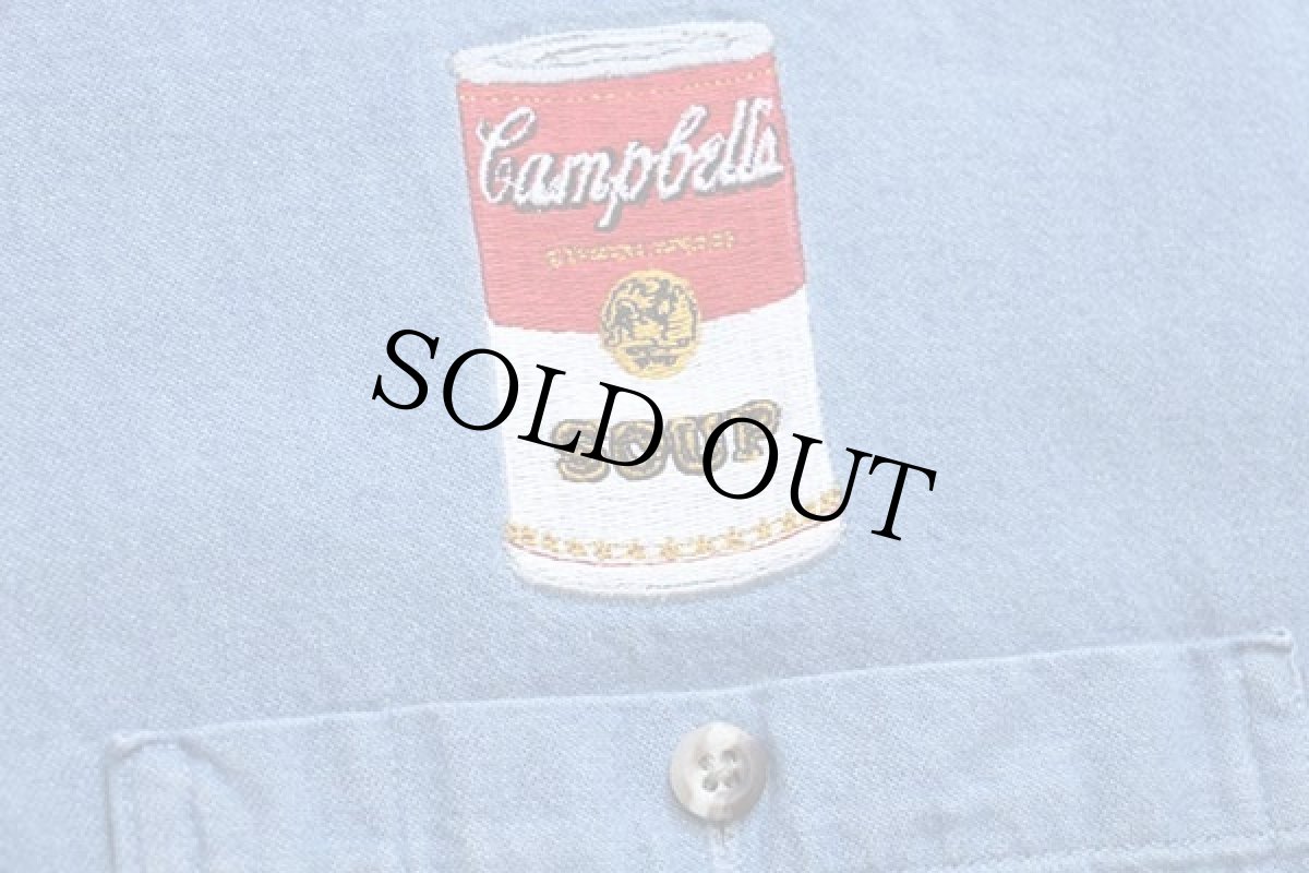 画像5: 90s USA製 Campbell's SOUP キャンベル スープ 刺繍 ボタンダウン ダンガリーシャツ L (5)
