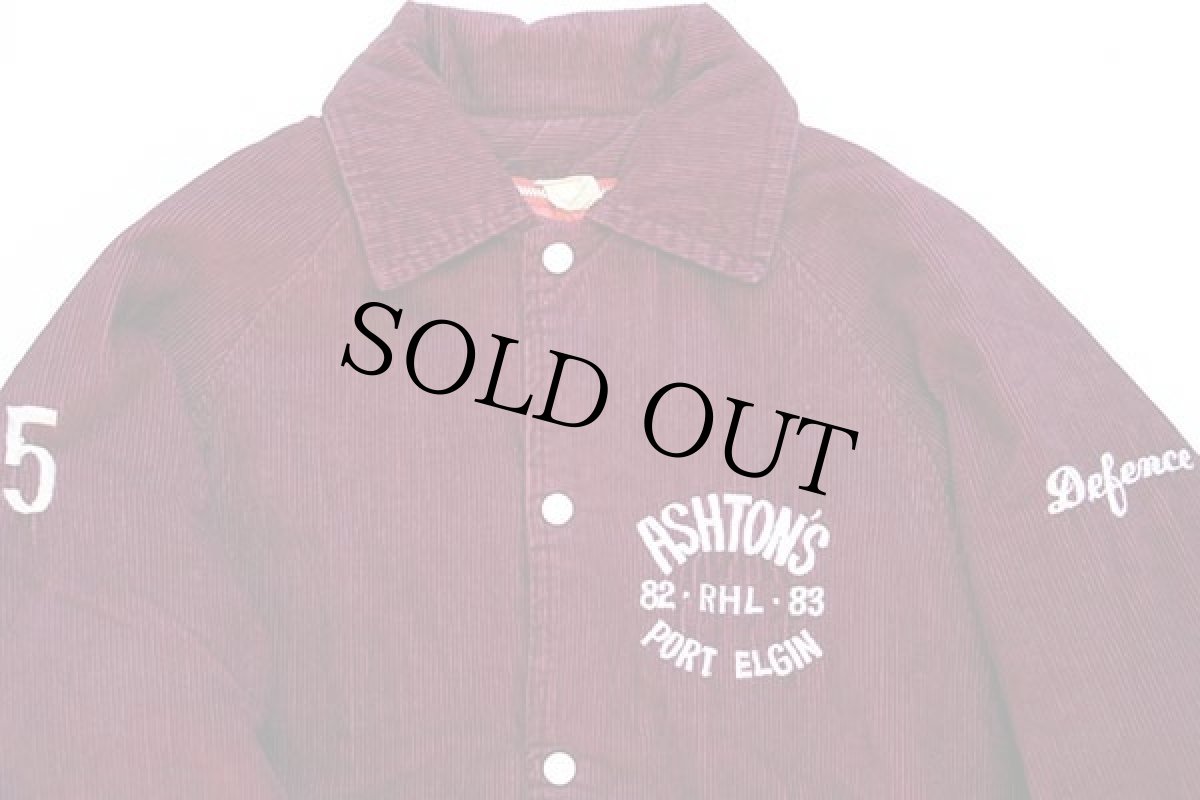 画像3: 80s ASHTON'S PORT ELGIN 刺繍 キルティングライナー付き コーデュロイスタジャン ワインレッド 38 (3)